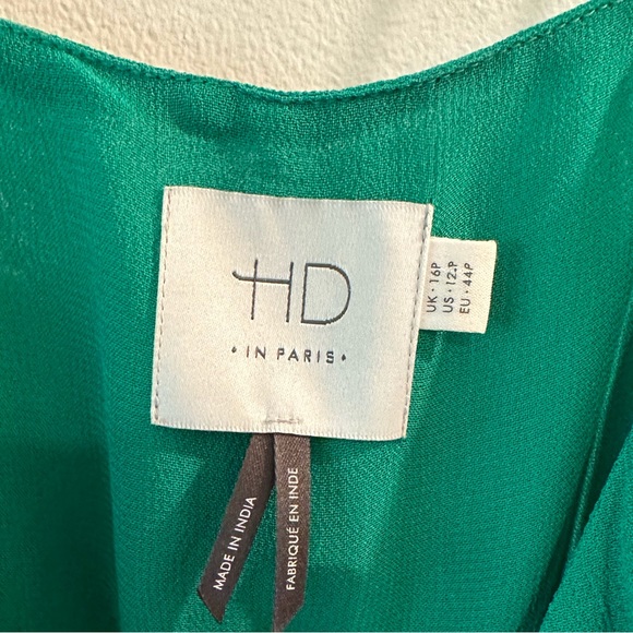 Anthropologie HD in Paris green spaghetti strap midi dress Size 12 petite - Picture 3 of 9